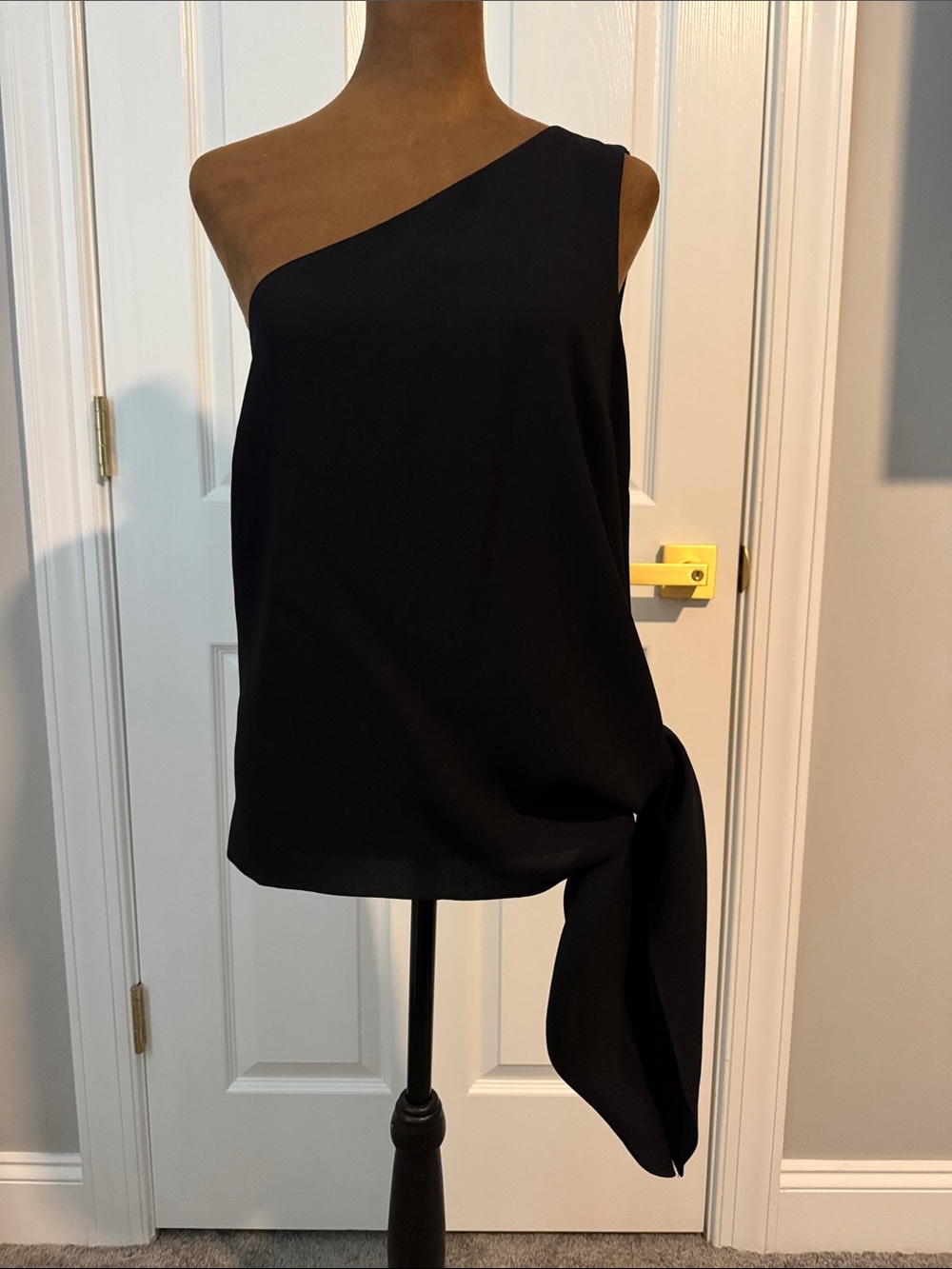 BCBGMaxAzria Black One-Shoulder Dress with Side Tie
